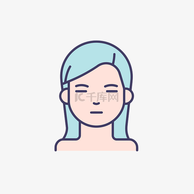 蓝发图形设计的女孩脸概念 向量