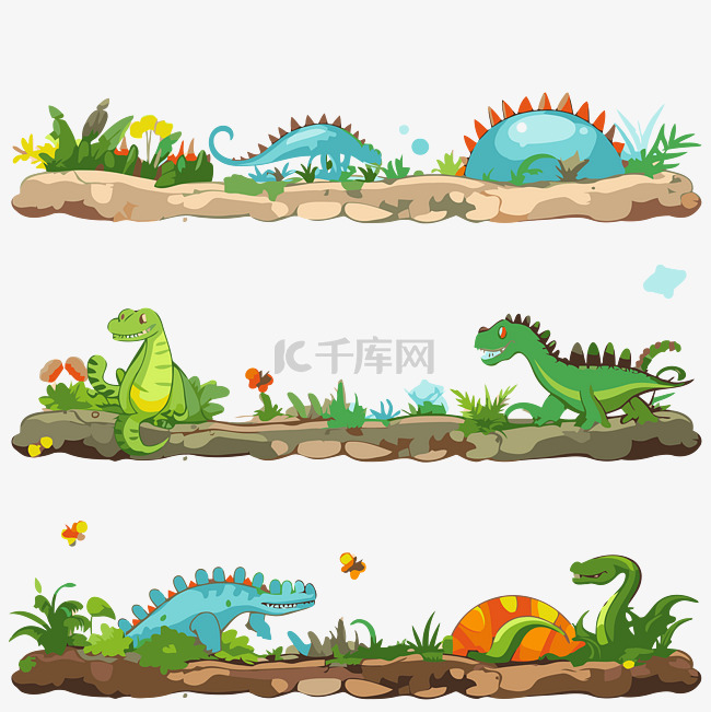 卡通恐龙景观墙背景的标题剪贴画