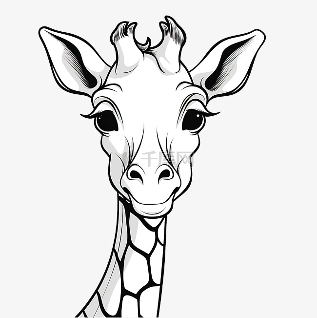 长颈鹿脸线动物卡通着色