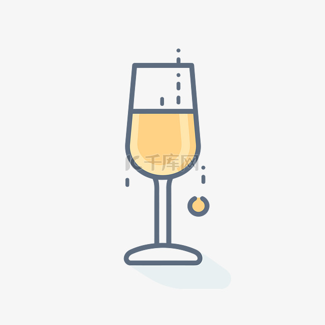 一杯香槟形式的平面线性轮廓设计