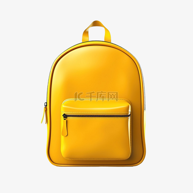3d 最小黄色书包回到学校概念