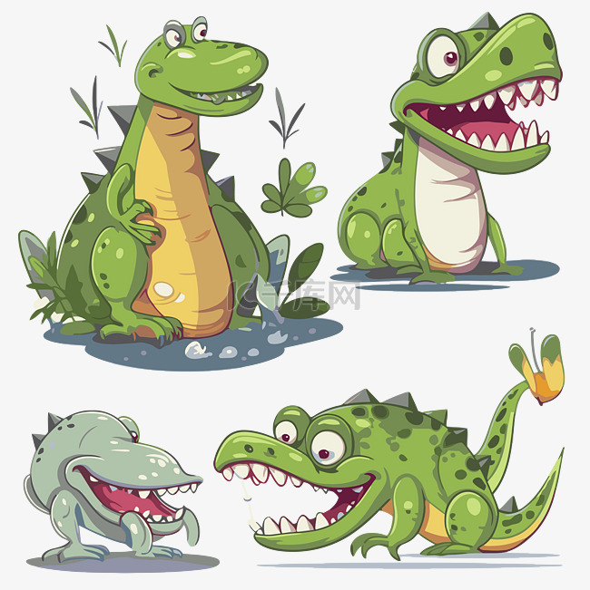 关闭剪贴画几个由鳄鱼组成的卡通