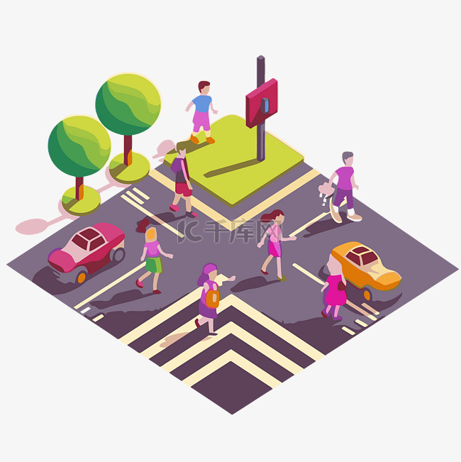 过马路 向量素材图片免费下载-千库网