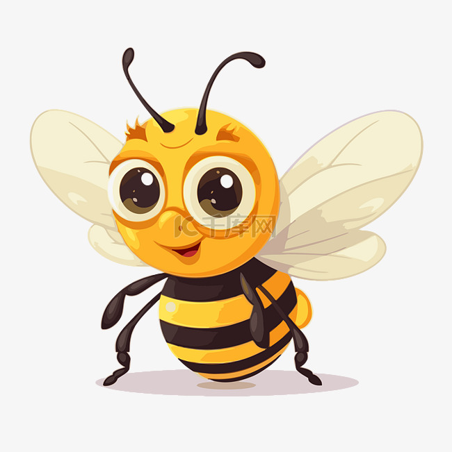 蜜蜂剪贴画卡通黄色蜜蜂微笑 向