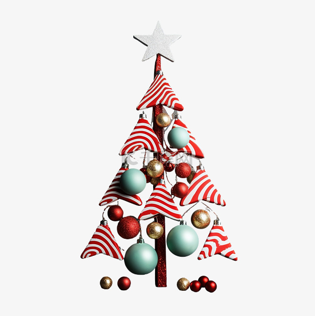 圣诞树形式的拐杖糖，灰色有星星