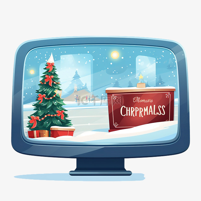 机上屏幕上圣诞快乐问候的平面插