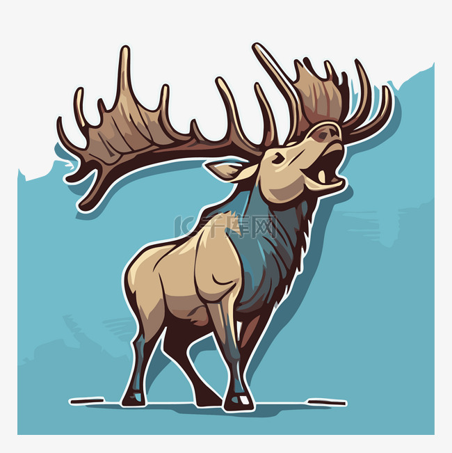 插画家创作了鹿的贴纸图像 向量