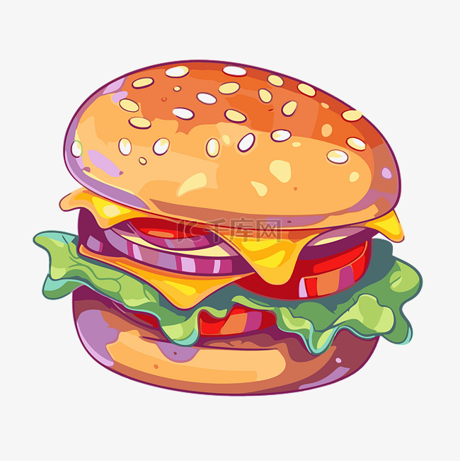 汉堡剪贴画 卡通汉堡加奶酪 向量