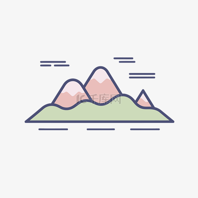 线条图标中的山脉和丘陵 向量