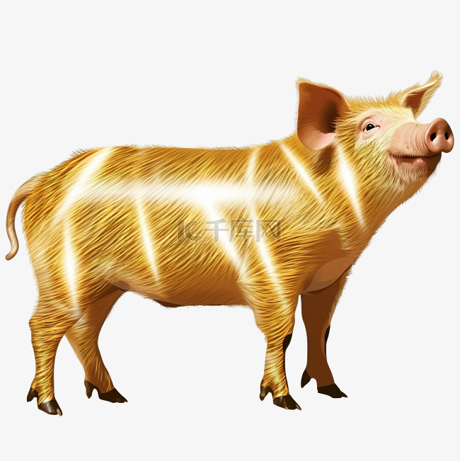 猪侧视图与旭日形