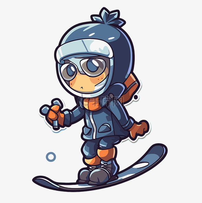 卡通人物在滑雪板上滑雪剪贴画 