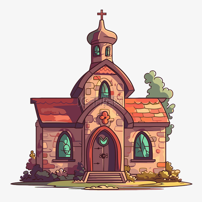 教堂剪贴画 卡通教堂插图 向量