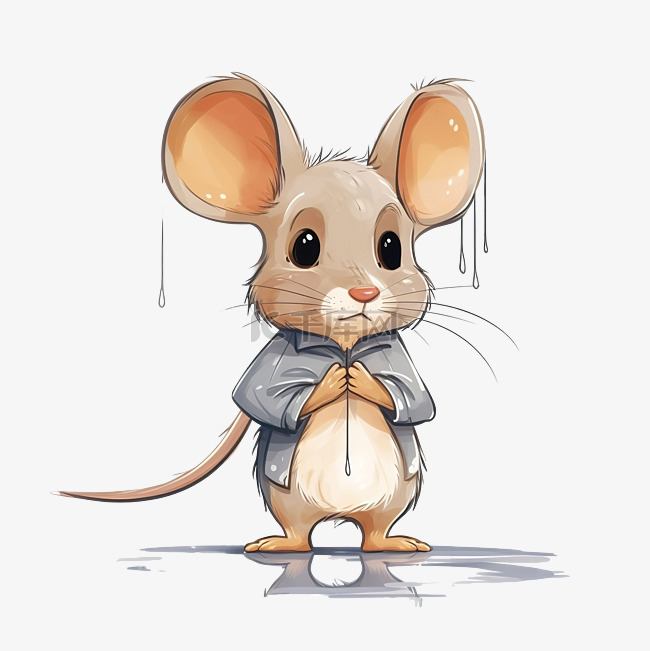 小老鼠在雨中行走