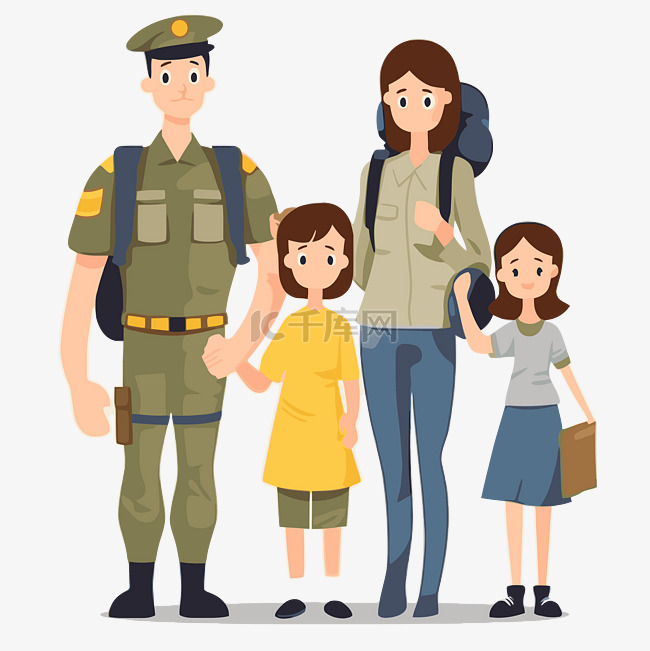 军人家庭剪贴画家庭和军人的卡通