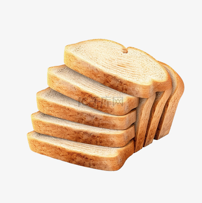 孤立的一片面包的 3d 渲染