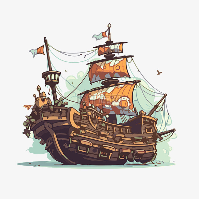 可愛的海盜船 向量