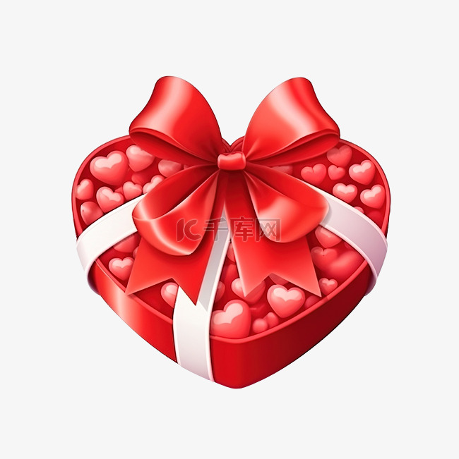 心形糖果盒 红色心形盒，带蝴蝶