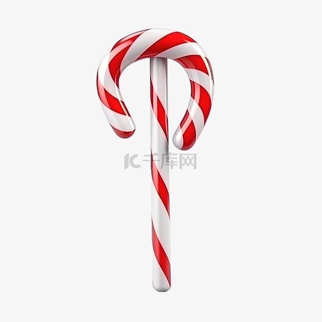 圣诞糖果手杖甜与红丝带 3d 