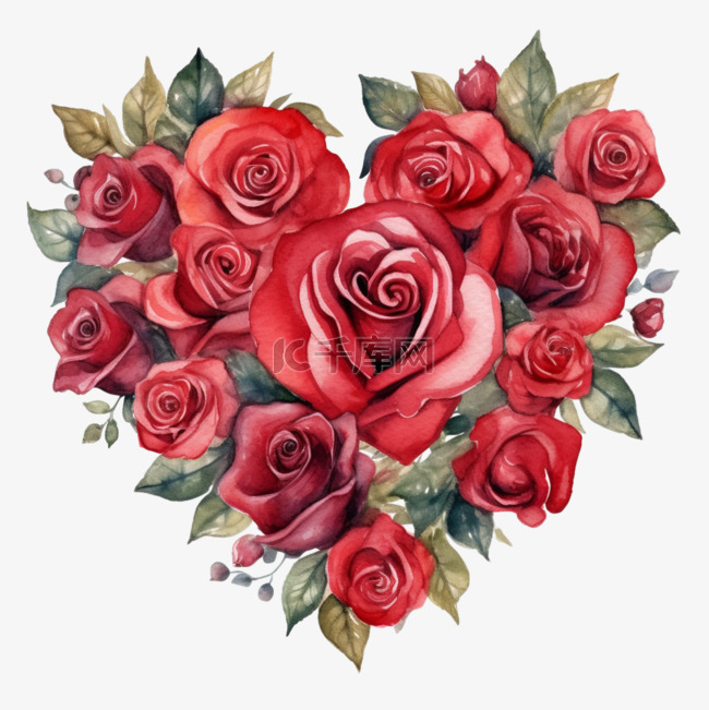 几何爱心玫瑰花元素立体免抠图案