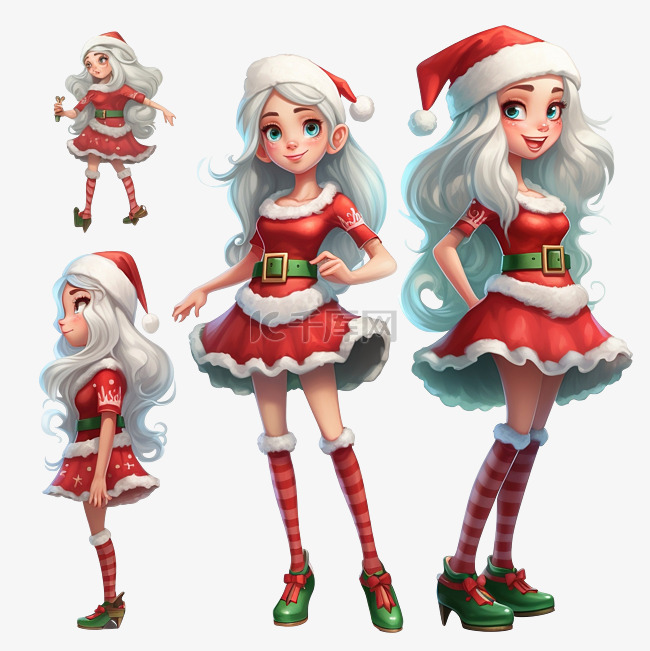 圣诞圣诞老人女孩角色设计模型表