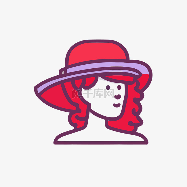戴红帽子的女人的卡通图标 向量