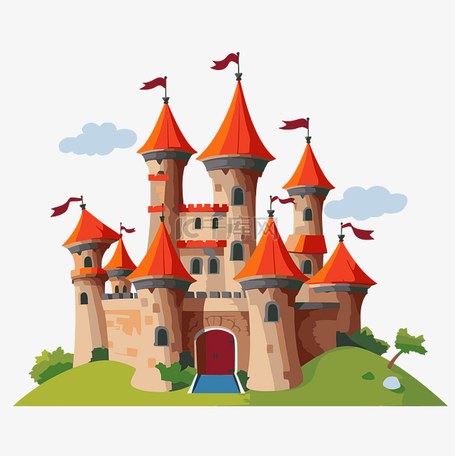 免费城堡剪贴画卡通城堡的插图 