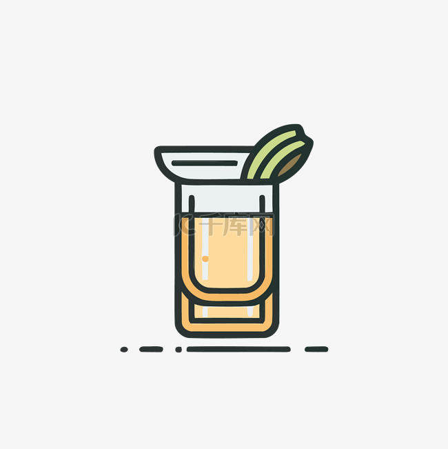 龙舌兰酒饮料图标与石灰和冰块 