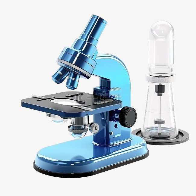 3D 蓝色显微镜设置隔离室在线
