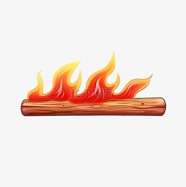 木头上的红火插画火焰界面元素