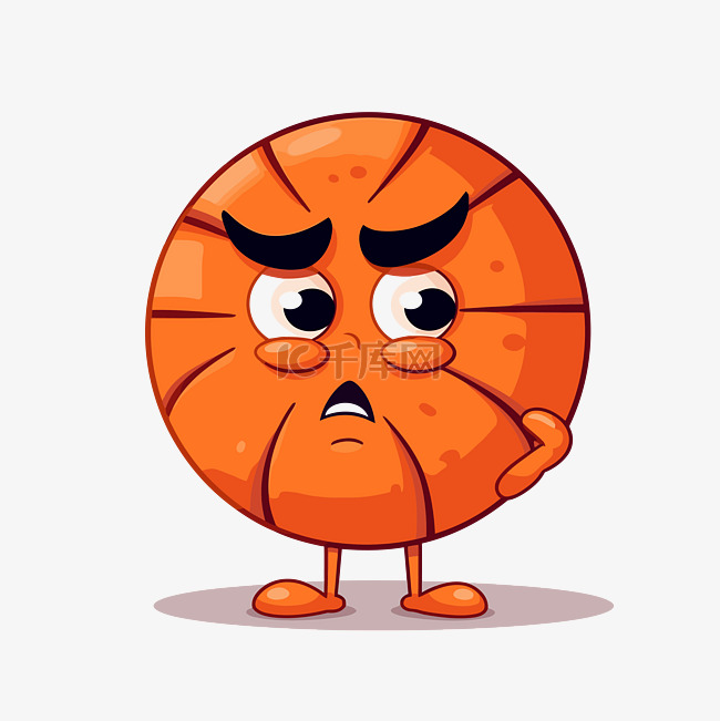 篮球剪贴画卡通愤怒的橙色篮球人