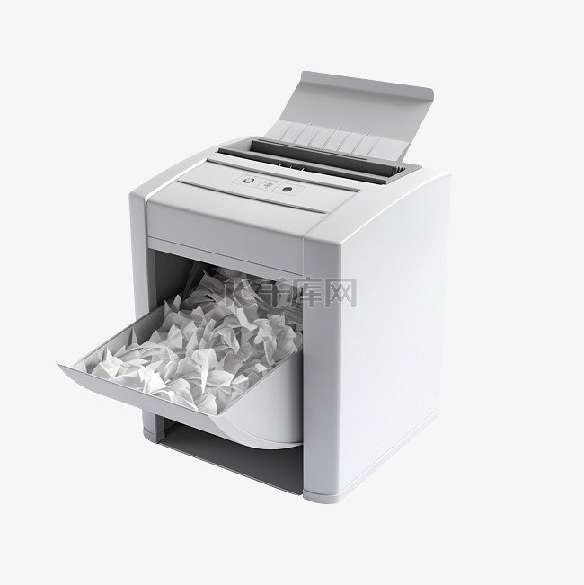 3D 渲染中的纸张碎纸机，用于