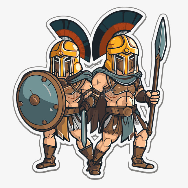 两个戴着头盔的罗马战士 向量