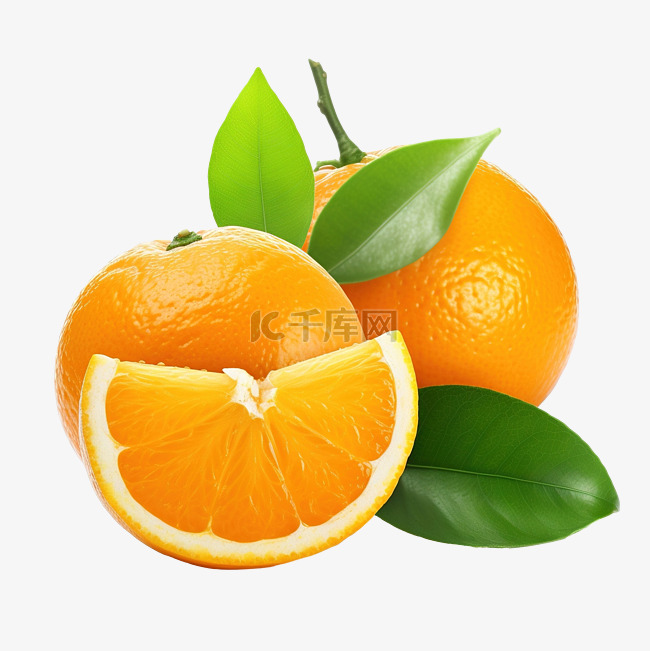 橙色水果与绿叶