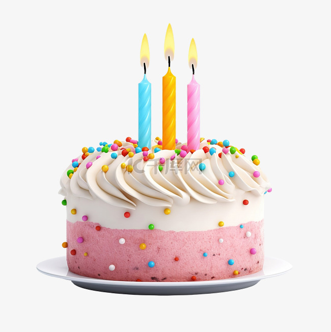 生日蛋糕与孤立的蜡烛