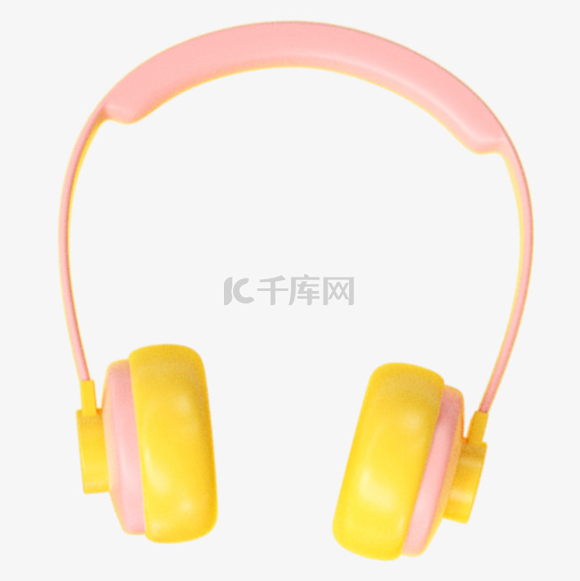 3d夏季旅行用品黄色耳机
