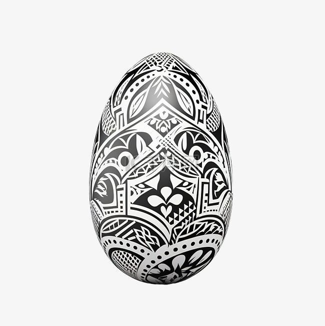 单色复活节彩蛋与图案逼真的庆祝