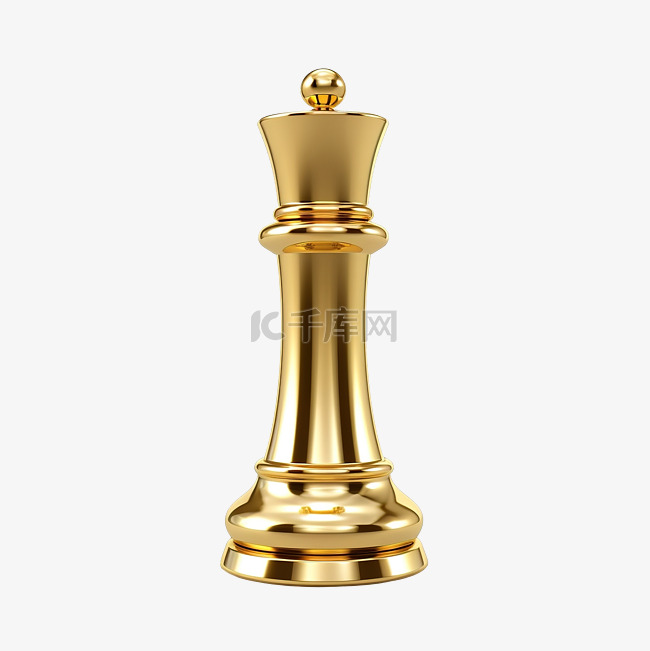 黄金国际象棋车 3d 渲染