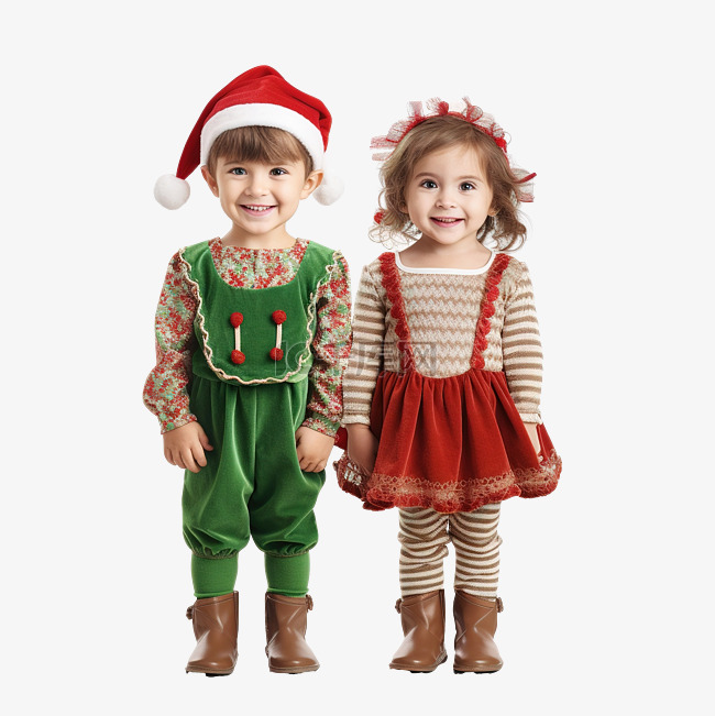 孩子们穿着圣诞服装快乐的孩子看