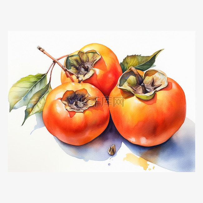 柿子水彩画