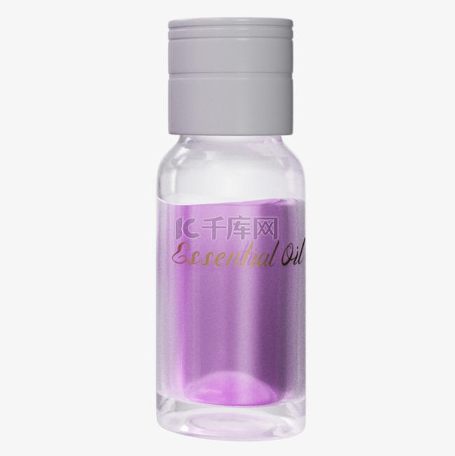 3d渲染精油瓶紫色化妆品