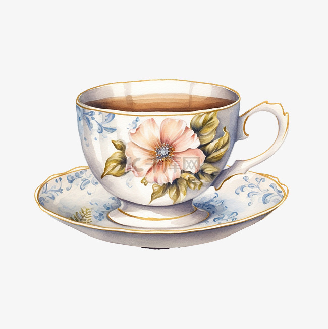 茶杯水彩插图