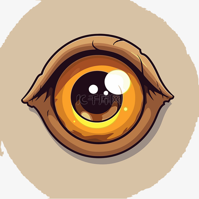一只棕色和一只黄色眼睛的卡通眼