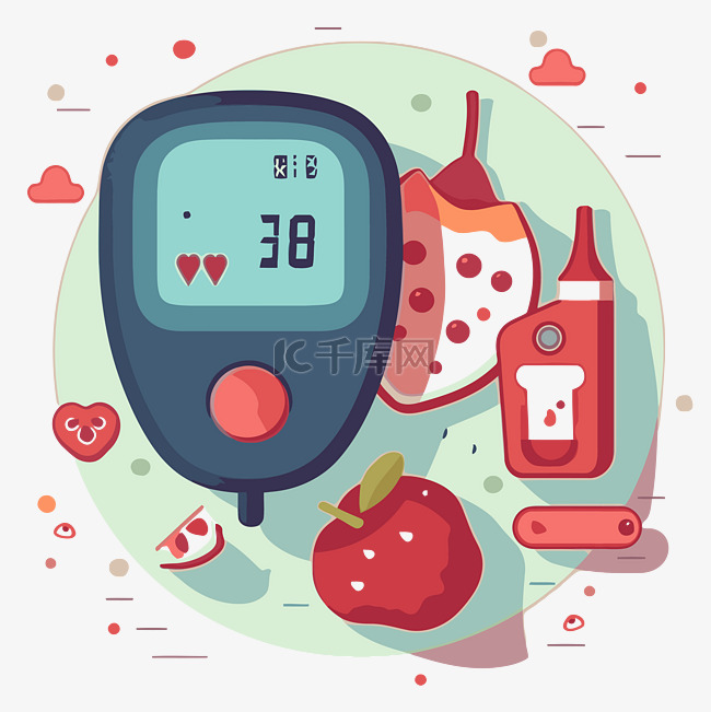 血糖仪剪贴画糖尿病仪和食品相关