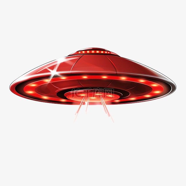 红色不明飞行物太空png插图