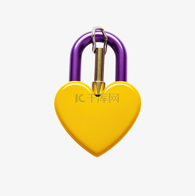 紫色挂锁和黄色心形钥匙