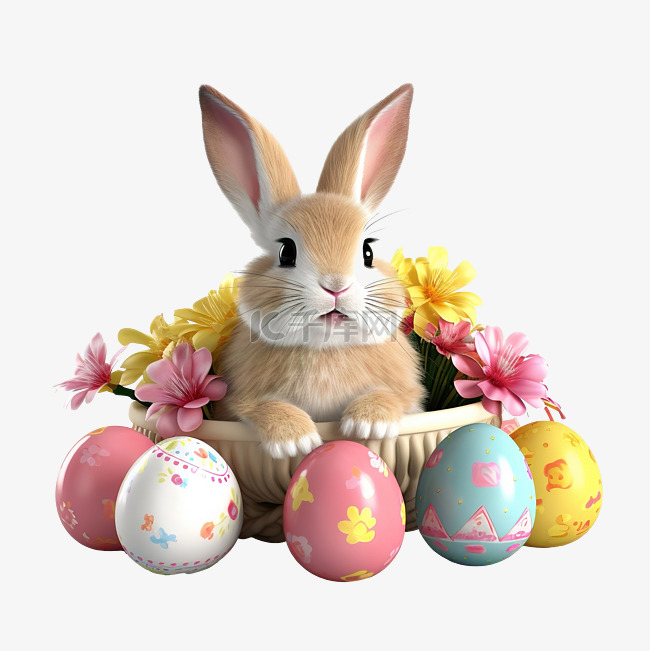 3d 渲染复活节兔子集