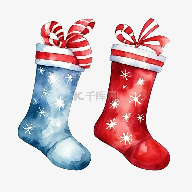 圣诞袜子水彩插图