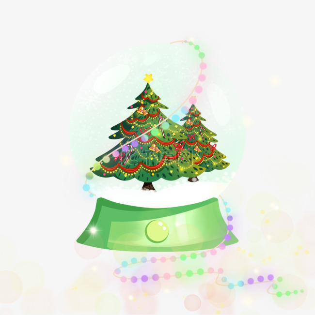 冬季圣诞节卡通圣诞树水晶球玻璃