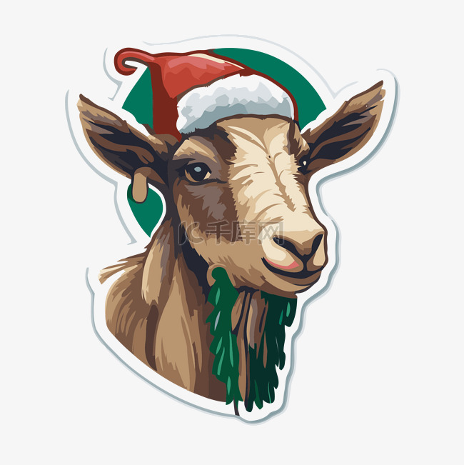 戴着圣诞老人帽子的山羊剪贴画的