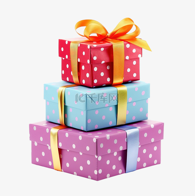 圣诞节或生日彩色丝带礼品盒